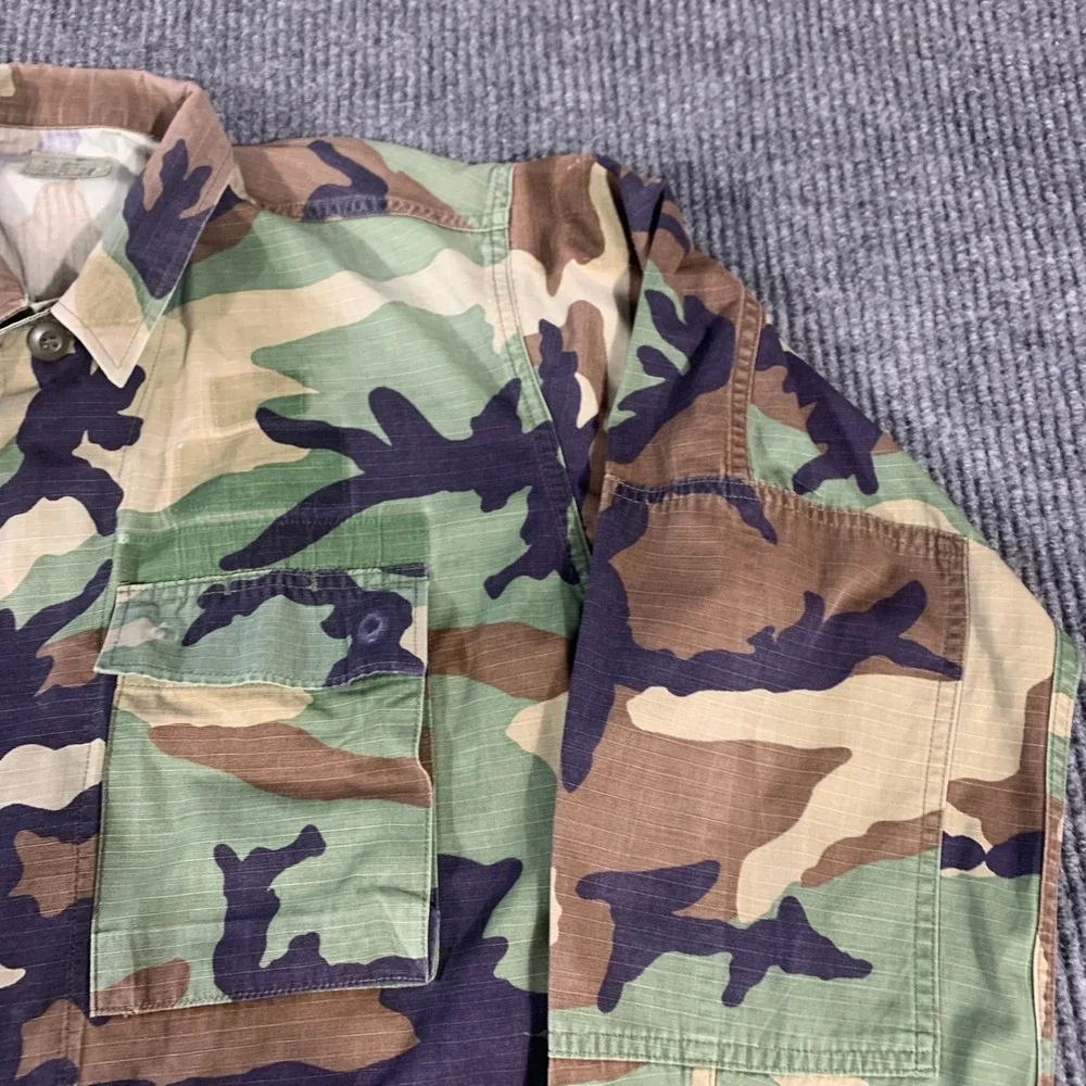 US Army Hot Weather Combat Coat Mens Small Brown Green Woodland‎ Camo Military